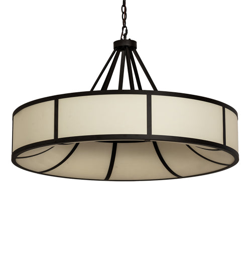 Meyda Lighting Cilindro Ventura 40" 8-Light Oil Rubbed Bronze Pendant Light With Laura Beige Textrene Shade