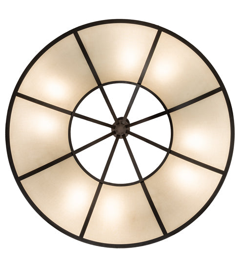 Meyda Lighting Cilindro Ventura 40" 8-Light Oil Rubbed Bronze Pendant Light With Laura Beige Textrene Shade