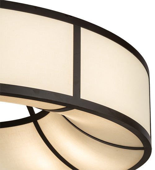 Meyda Lighting Cilindro Ventura 40" 8-Light Oil Rubbed Bronze Pendant Light With Laura Beige Textrene Shade