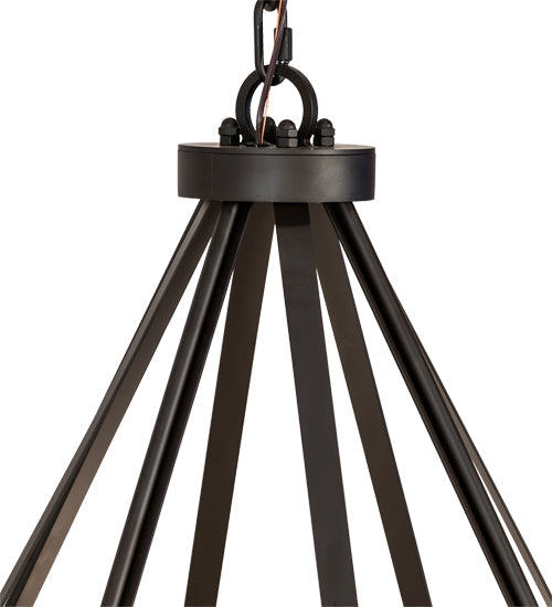 Meyda Lighting Cilindro Ventura 40" 8-Light Oil Rubbed Bronze Pendant Light With Laura Beige Textrene Shade