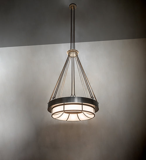 Meyda Lighting Cilindro Ventura 42" 16-Light Cortez Gold & Timeless Bronze Pendant Light With White Shade