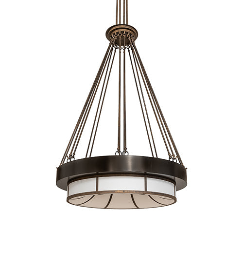 Meyda Lighting Cilindro Ventura 42" 16-Light Cortez Gold & Timeless Bronze Pendant Light With White Shade