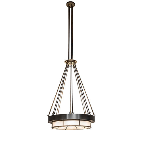 Meyda Lighting Cilindro Ventura 42" 16-Light Cortez Gold & Timeless Bronze Pendant Light With White Shade