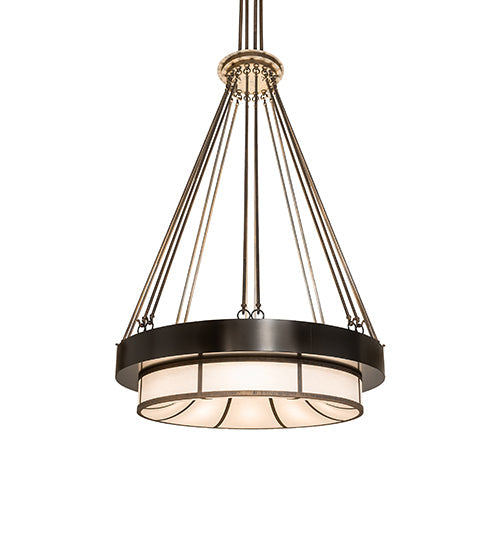 Meyda Lighting Cilindro Ventura 42" 16-Light Cortez Gold & Timeless Bronze Pendant Light With White Shade