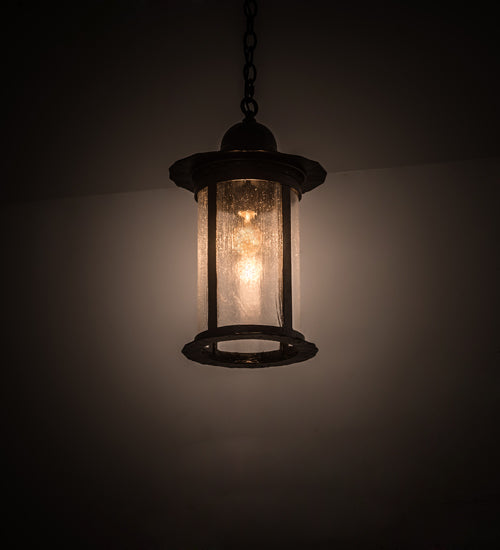 Meyda Lighting Cimelio 12" Solar Black Pendant Light With Clear Seeded Shade Glass