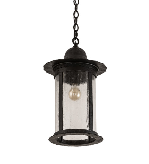 Meyda Lighting Cimelio 12" Solar Black Pendant Light With Clear Seeded Shade Glass