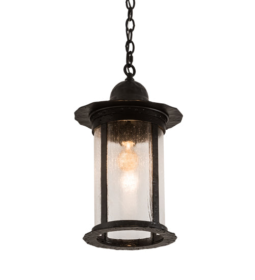 Meyda Lighting Cimelio 12" Solar Black Pendant Light With Clear Seeded Shade Glass