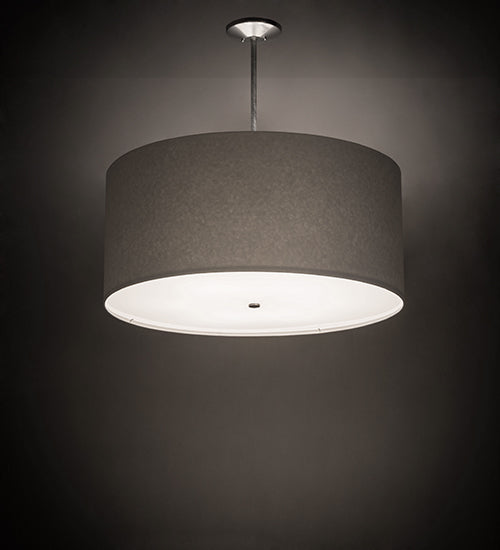 Meyda Lighting Cipriana 36" 6-Light Extreme Chrome Pendant Light With Glacier Blue Textrene Shade