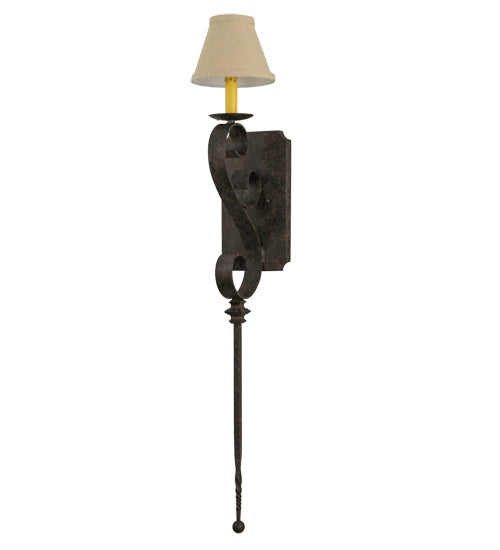 Meyda Lighting Cipriana 6" Coffee Bean Wall Sconce With Beige Linen Shade