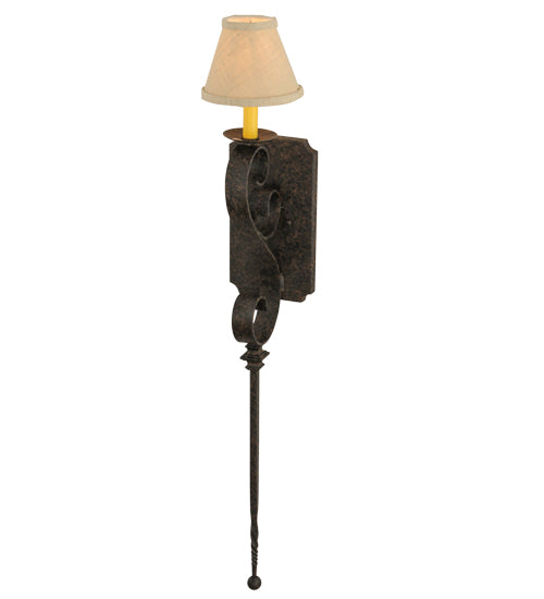 Meyda Lighting Cipriana 6" Coffee Bean Wall Sconce With Beige Linen Shade