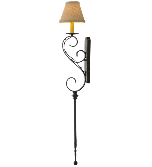 Meyda Lighting Cipriana 6" Coffee Bean Wall Sconce With Beige Linen Shade