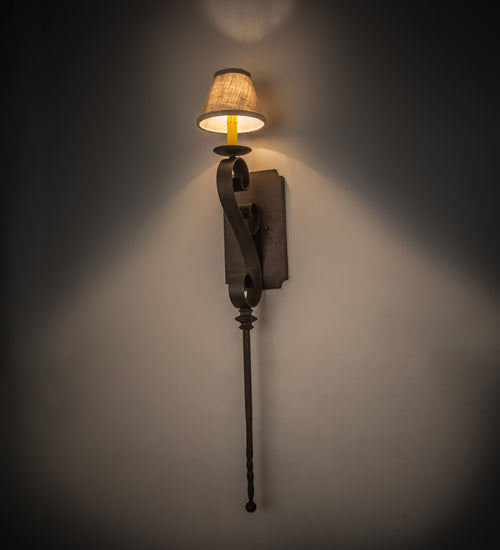 Meyda Lighting Cipriana 6" Gilded Tobacco Wall Sconce With Oyster Burlap Textrene Shade