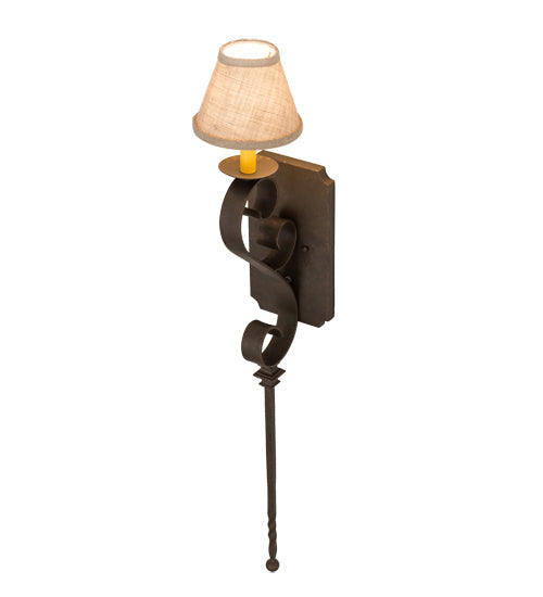Meyda Lighting Cipriana 6" Gilded Tobacco Wall Sconce With Oyster Burlap Textrene Shade