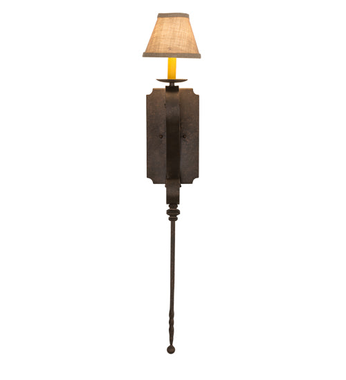 Meyda Lighting Cipriana 6" Gilded Tobacco Wall Sconce With Oyster Burlap Textrene Shade