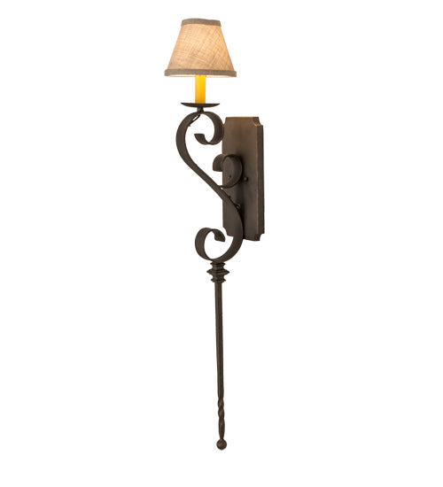 Meyda Lighting Cipriana 6" Gilded Tobacco Wall Sconce With Oyster Burlap Textrene Shade