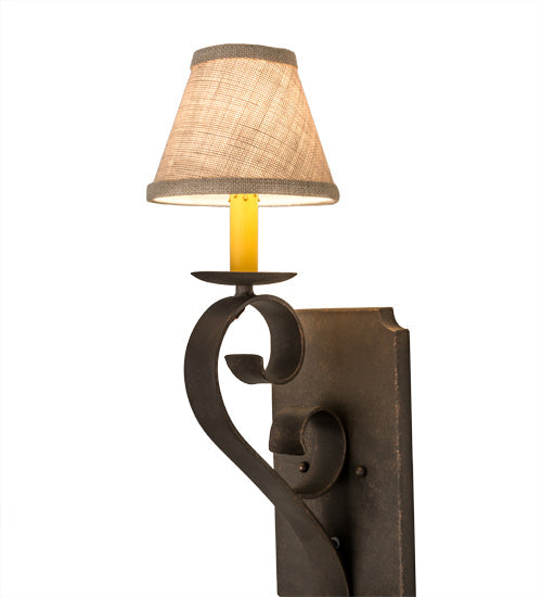 Meyda Lighting Cipriana 6" Gilded Tobacco Wall Sconce With Oyster Burlap Textrene Shade