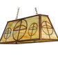 Meyda Lighting Circle Cross 48" 9-Light Vintage Copper Island Pendant Light With Beige Iridescent Shade Glasss