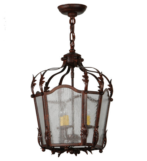 Meyda Lighting Citadel 12" 3-Light Rusty Nail Pendant Light With Clear Seeded Shade Glass
