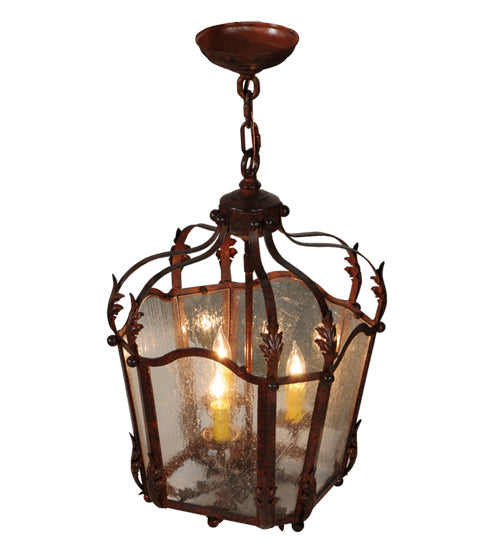 Meyda Lighting Citadel 12" 3-Light Rusty Nail Pendant Light With Clear Seeded Shade Glass