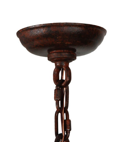 Meyda Lighting Citadel 12" 3-Light Rusty Nail Pendant Light With Clear Seeded Shade Glass