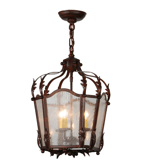 Meyda Lighting Citadel 12" 3-Light Rusty Nail Pendant Light With Clear Seeded Shade Glass
