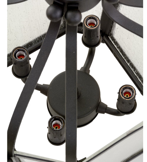 Meyda Lighting Citadel 17" 4-Light Textured Black Pendant Light With Clear Seeded Shade Glass