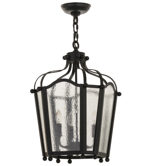 Meyda Lighting Citadel 17" 4-Light Textured Black Pendant Light With Clear Seeded Shade Glass