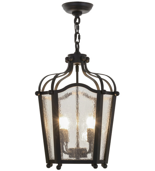 Meyda Lighting Citadel 17" 4-Light Textured Black Pendant Light With Clear Seeded Shade Glass