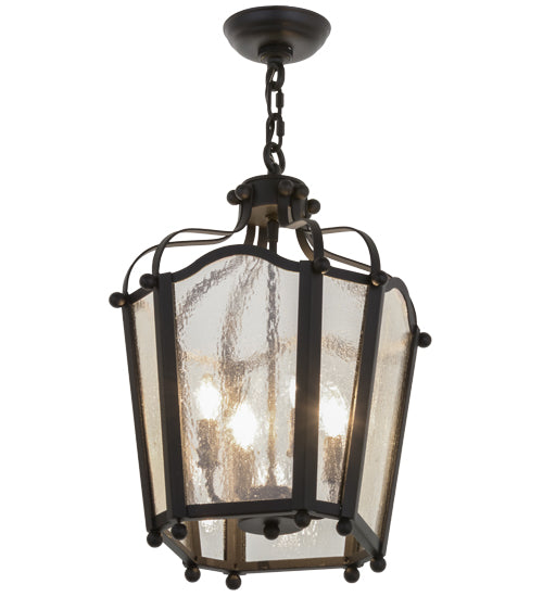 Meyda Lighting Citadel 17" 4-Light Textured Black Pendant Light With Clear Seeded Shade Glass