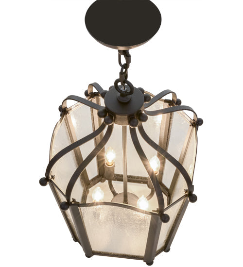 Meyda Lighting Citadel 17" 4-Light Textured Black Pendant Light With Clear Seeded Shade Glass