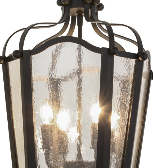 Meyda Lighting Citadel 17" 4-Light Textured Black Pendant Light With Clear Seeded Shade Glass