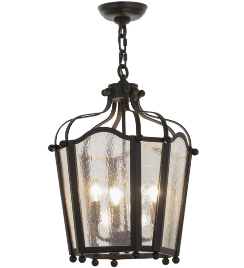 Meyda Lighting Citadel 17" 4-Light Textured Black Pendant Light With Clear Seeded Shade Glass