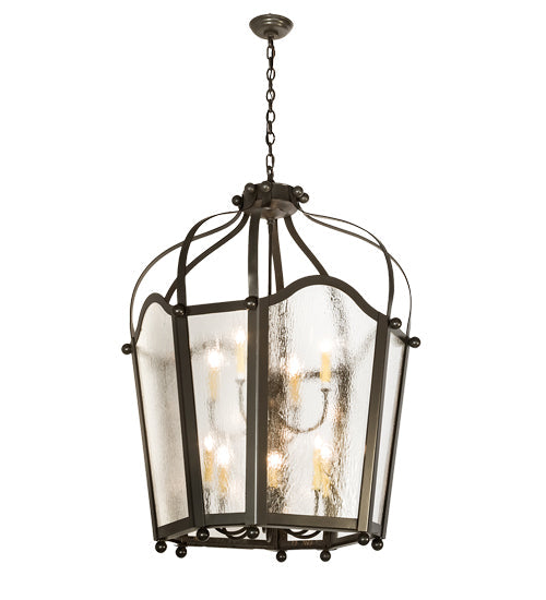 Meyda Lighting Citadel 191316 33" 10-Light Timeless Bronze Pendant Light With Clear Seeded Shade Glass