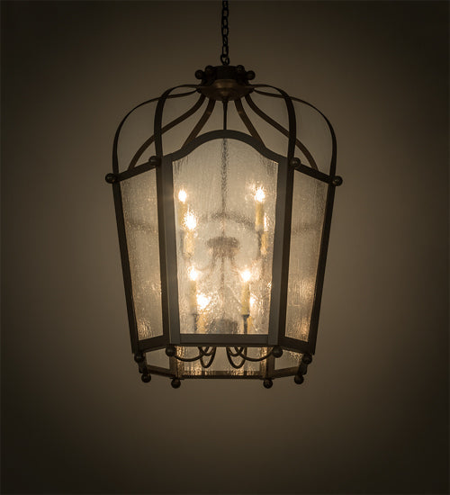 Meyda Lighting Citadel 191316 33" 10-Light Timeless Bronze Pendant Light With Clear Seeded Shade Glass