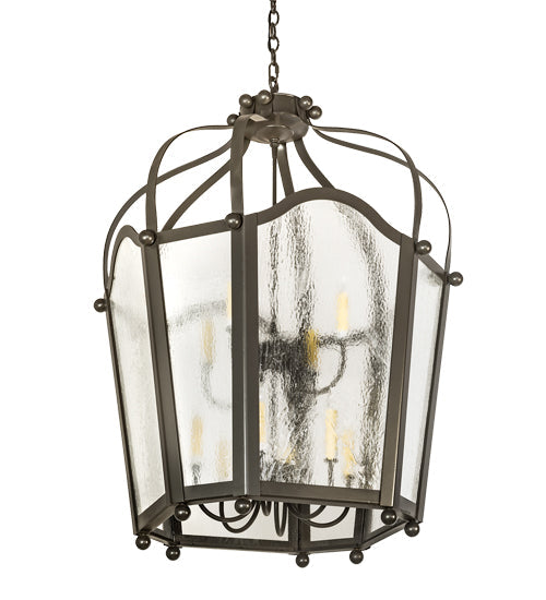 Meyda Lighting Citadel 191316 33" 10-Light Timeless Bronze Pendant Light With Clear Seeded Shade Glass