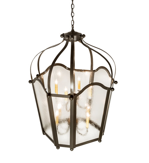 Meyda Lighting Citadel 191316 33" 10-Light Timeless Bronze Pendant Light With Clear Seeded Shade Glass