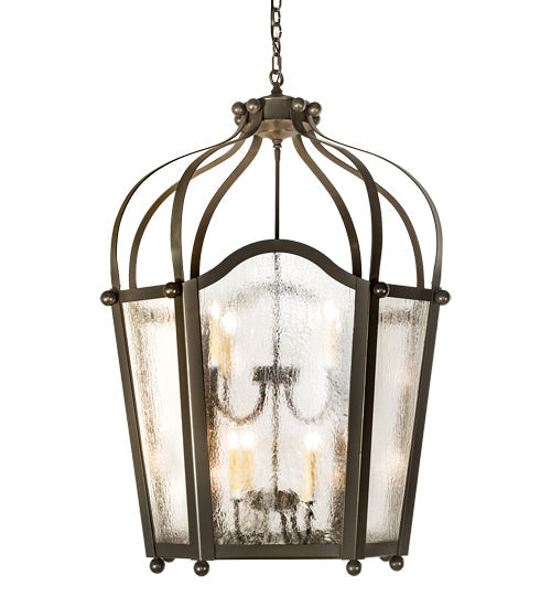 Meyda Lighting Citadel 191316 33" 10-Light Timeless Bronze Pendant Light With Clear Seeded Shade Glass