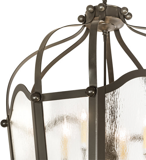 Meyda Lighting Citadel 191316 33" 10-Light Timeless Bronze Pendant Light With Clear Seeded Shade Glass