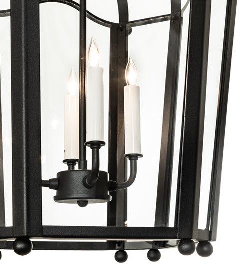 Meyda Lighting Citadel 20" 4-Light Textured Black Pendant Light With Clear Shade Glass