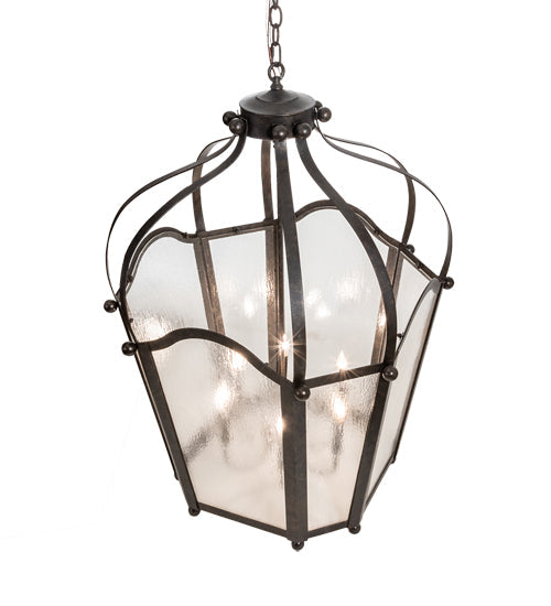 Meyda Lighting Citadel 211361 33" 6-Light Golden Bronze Pendant Light With Clear Seeded Shade Glass