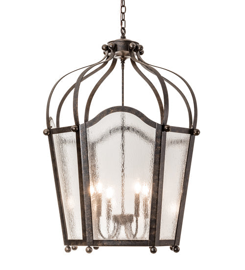 Meyda Lighting Citadel 211361 33" 6-Light Golden Bronze Pendant Light With Clear Seeded Shade Glass