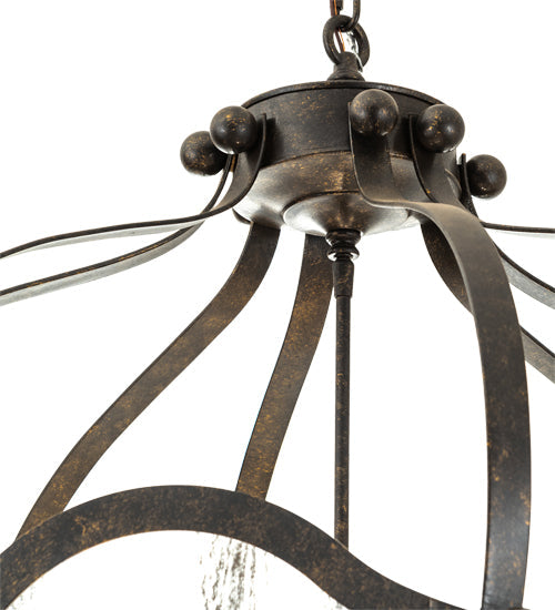 Meyda Lighting Citadel 211361 33" 6-Light Golden Bronze Pendant Light With Clear Seeded Shade Glass