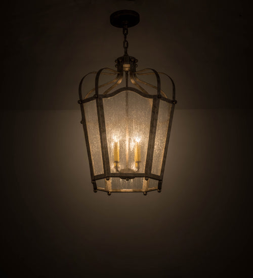 Meyda Lighting Citadel 22" 4-Light Corinth Pendant Light With Clear Seeded Shade Glass