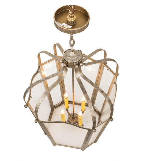 Meyda Lighting Citadel 22" 4-Light Corinth Pendant Light With Clear Seeded Shade Glass