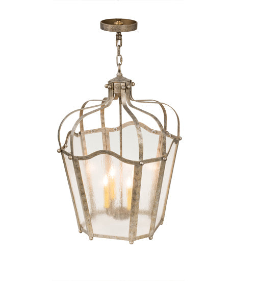 Meyda Lighting Citadel 22" 4-Light Corinth Pendant Light With Clear Seeded Shade Glass