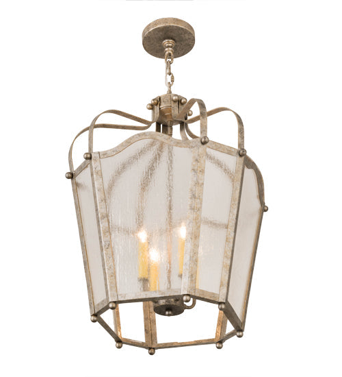 Meyda Lighting Citadel 22" 4-Light Corinth Pendant Light With Clear Seeded Shade Glass