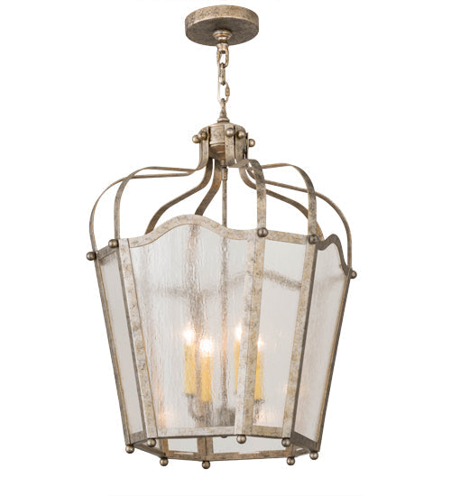 Meyda Lighting Citadel 22" 4-Light Corinth Pendant Light With Clear Seeded Shade Glass