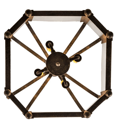Meyda Lighting Citadel 22" 4-Light Golden Bronze Pendant Light With Clear Seeded Shade Glass