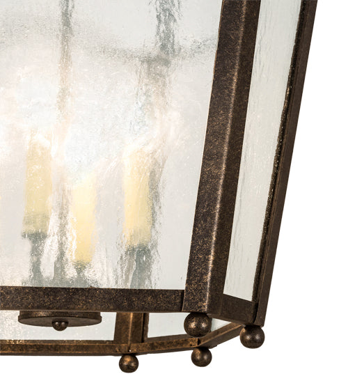 Meyda Lighting Citadel 22" 4-Light Golden Bronze Pendant Light With Clear Seeded Shade Glass