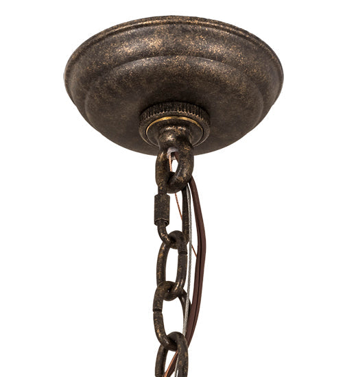 Meyda Lighting Citadel 22" 4-Light Golden Bronze Pendant Light With Clear Seeded Shade Glass